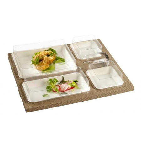 Lunch Set - Kanopee 4 białe tacki 375x310x65mm, op.25kpl. biodegradowalny (k/1)