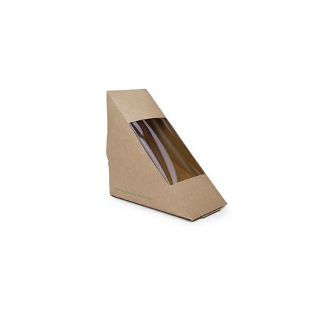 Pudełko na kanapki KRAFT 65mm, okno PLA 100% biodegradowalne op. 500 sztuk