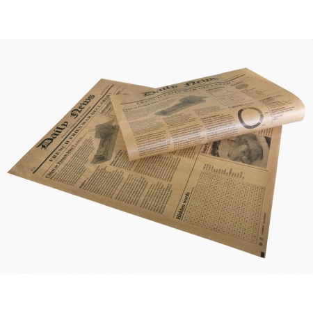 Papier pakowy brąz KRAFT tłuszczoodporny 35x27cm z nadrukiem gazeta op.1000szt